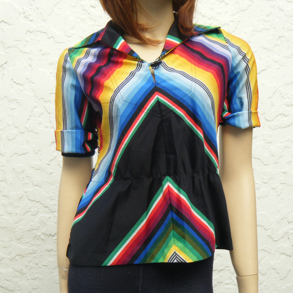 70s Union Tagged Made in USA Rainbow Pull On Shirt